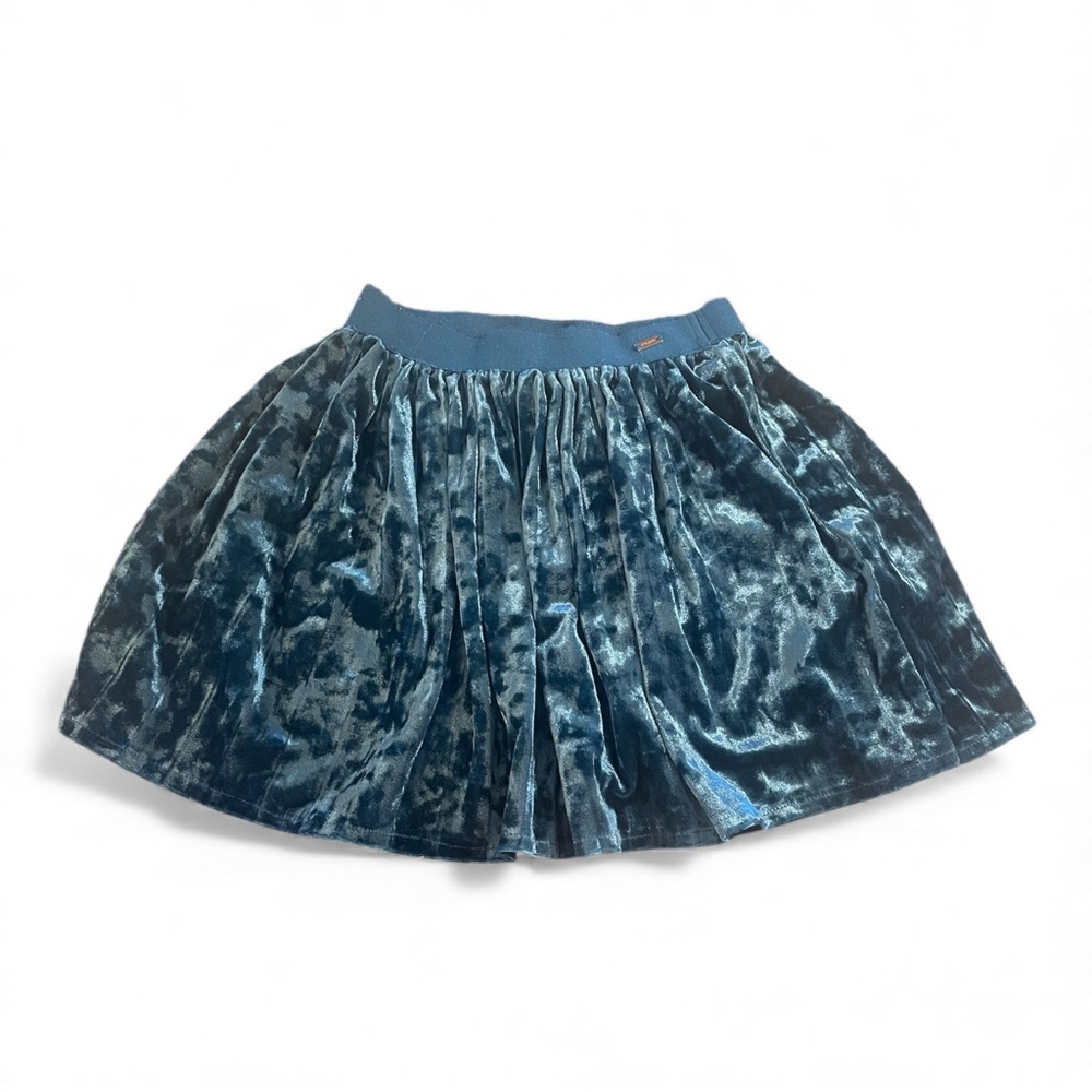 Mayoral Kids Shimmering Turquoise Velvet Skater Skirt - Size 5